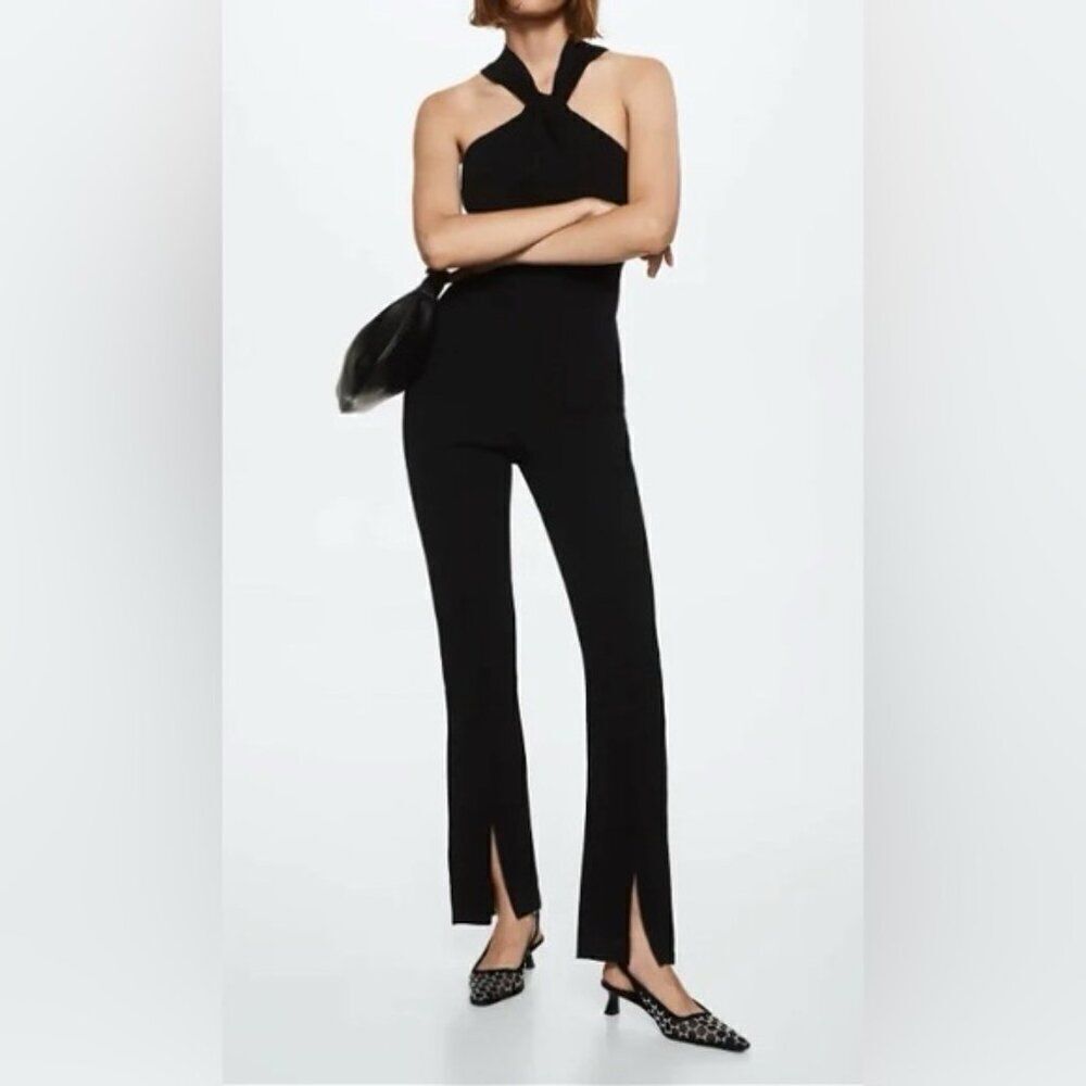 Mango MNG Asymmetric Jumpsuit Black